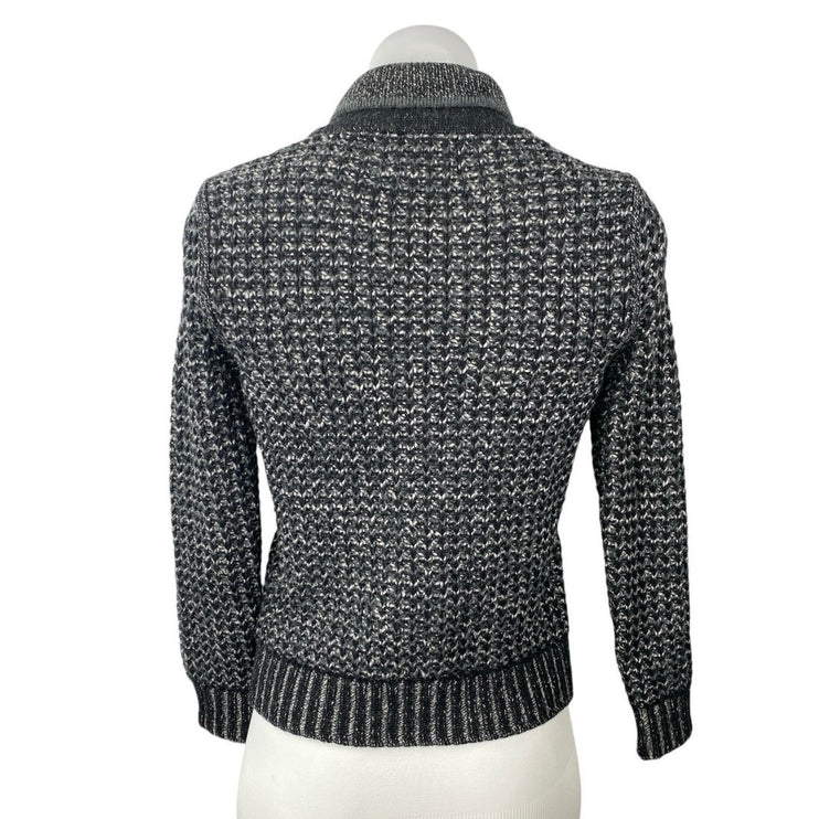 Rag & Bone Neiman Marcus Gray Black Wool Button Long Sleeve Cardigan Sweater M