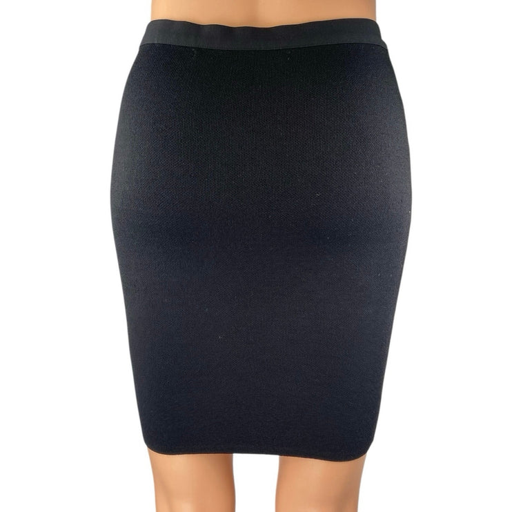 RACHEL Rachel Roy Black Pull On Knit Sculpt High Waisted Pencil Mini Skirt Sz XS