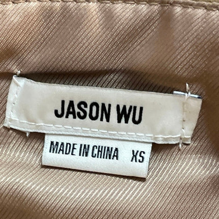 Jason Wu Women's Brown Mock Neck Long Sleeve Zip Snap Crop Bomber Coat Jacket XS
