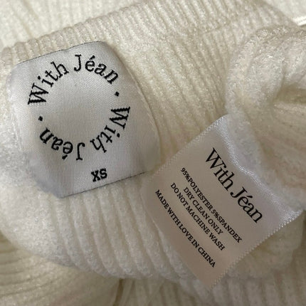 With Jean Gigi REVOLVE Women's White Sleeveless Ribbed Knit Halter Top Size XS