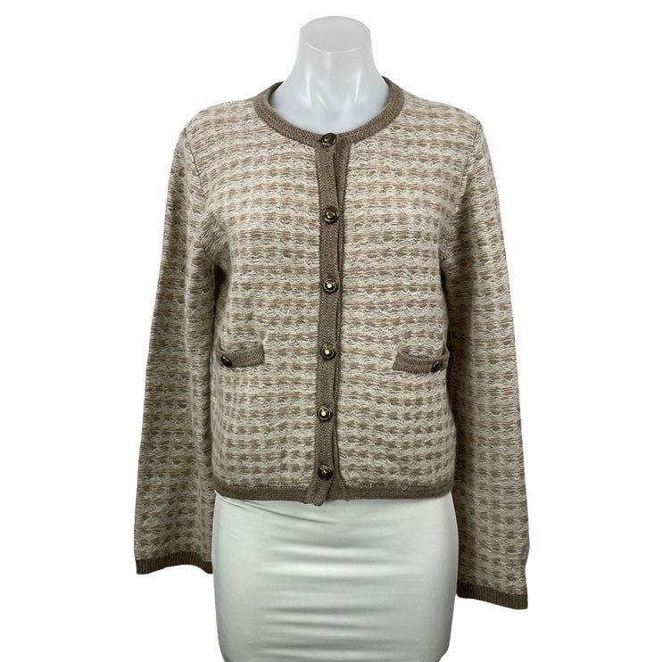 NEW Rag & Bone Robyn Beige Tweed Wool Mohair Long Sleeve Cardigan Sweater Top S