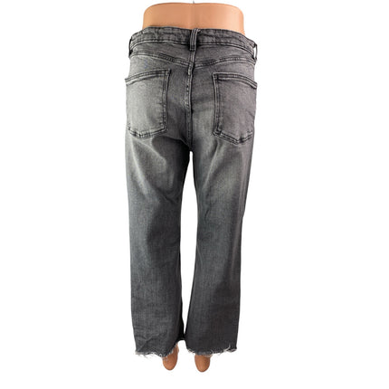 Zara Women's Gray High Waisted Frayed Raw Hem Flared Bootcut Denim Jeans Pants 8