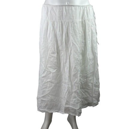 NEW J. Crew Women's White Peasant Boho Tiered Flowy Crinkle Maxi Skirt Size XL