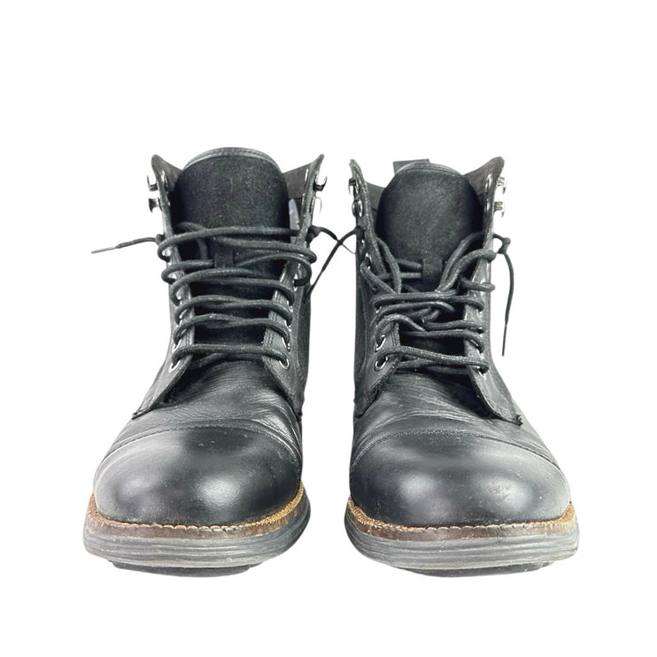 Cole Haan Grand OS Men's Black Suede Leather Cap Toe Waterproof Lace Up Boots 8