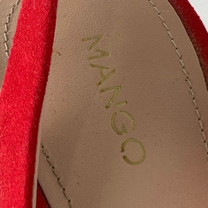 MNG Mango Red Suede Leather Pointed Toe Stiletto Slingback High Heels Size 6.5