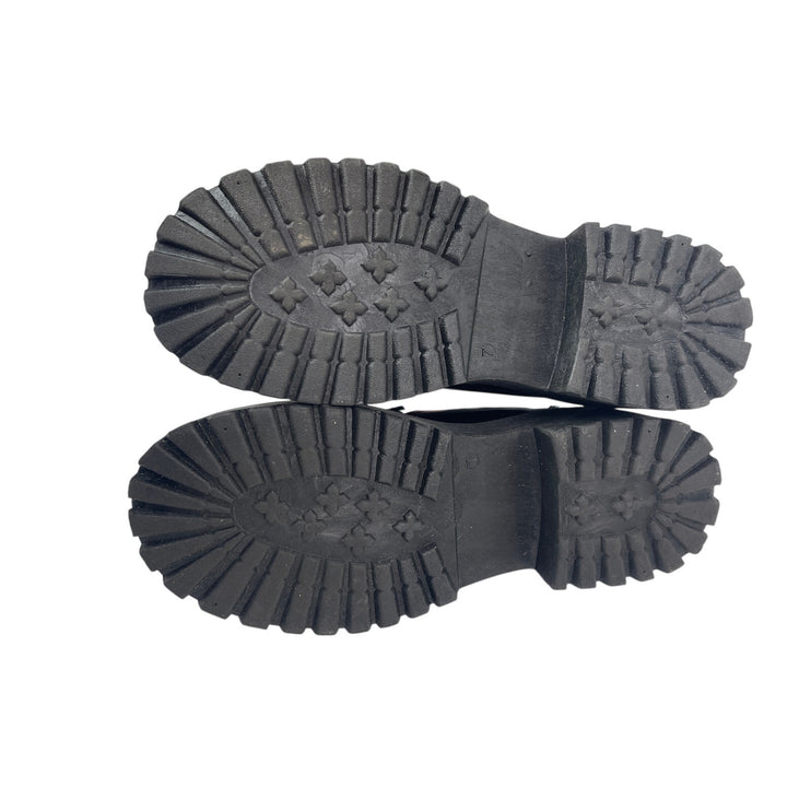 Charlotte Russe Black Panent Leather Slip On Platform Chunky Loafers Shoes Sz 7