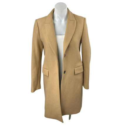 Zara Brown Faux Suede Notch Collar Button Long Sleeve Trench Overcoat Jacket S