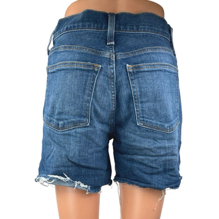 J.Crew Women's Blue High Waisted Medium Wash Cut-Off Denim Jeans Shorts Size 26