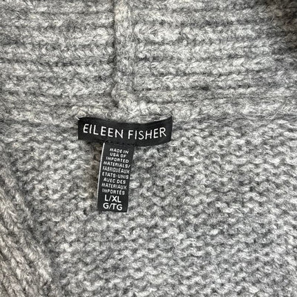 Eileen Fisher $348 Gray Alpaca Oversized Long Sleeve Cardigan Sweater Top Size L/XL