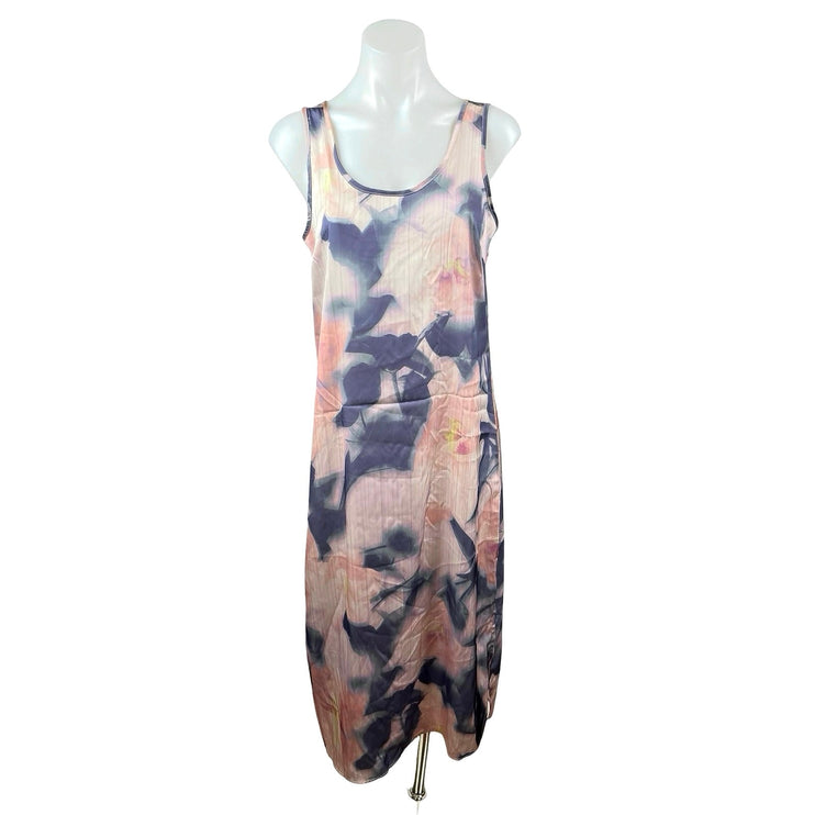 Danskin Purple Pink Floral Sleeveless Scoop Neck Backless Tank Midi Dress Size S