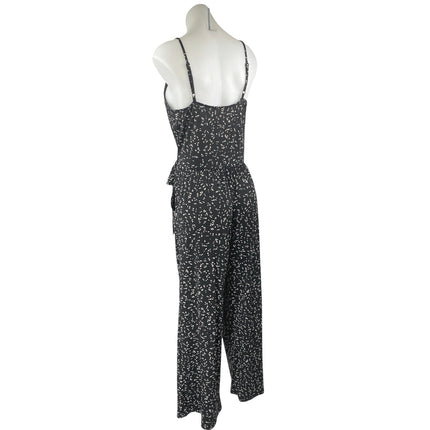 Kaileigh Black White Sleeveless Printed V Neck Cami Wide Leg Jumpsuit Size M