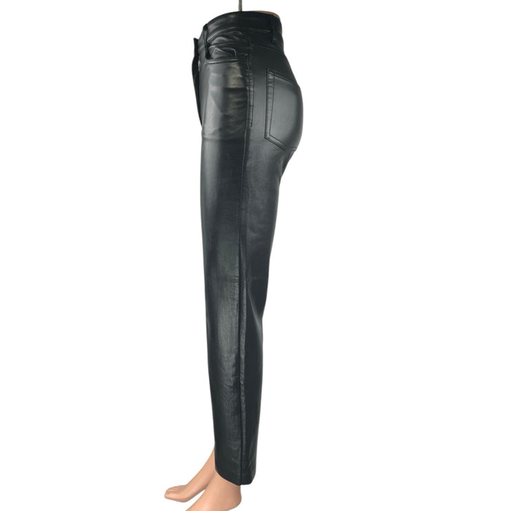 Aritzia Wilfred The Melina Black Faux Leather Vegan Straight Trouser Pants Sz 0