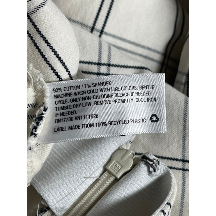 A New Day Women's White Plaid High Rise Flared Cropped Trousers Pants Size 8