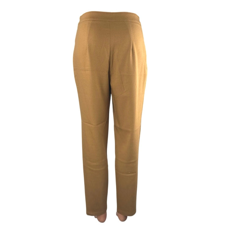 Forever 21 Women's Tan High Rise Pleated Straight Leg Trousers Pants Size S