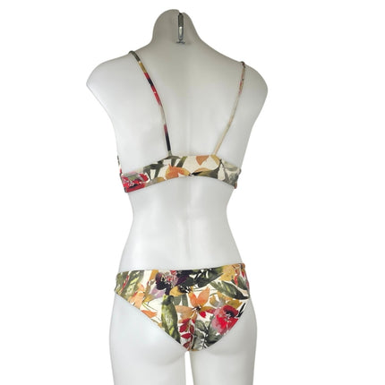 Boys + Arrows Multicolor Leaf Tropical Print Two Piece Bikini Swimsuit Set S/M