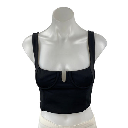 NEW Zara Women's Black Square Neck Notch Sleeveless Cami Tank Crop Top Size S