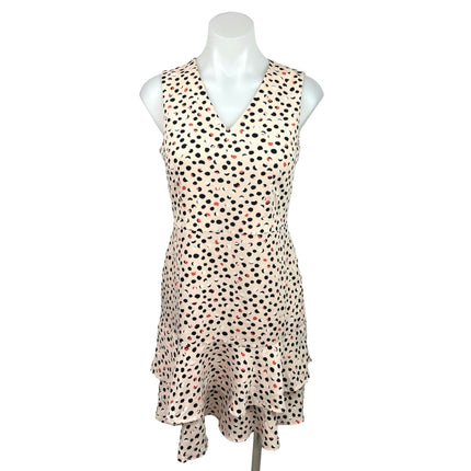 Ann Taylor Factory Cream Polka Dot Ruffle V Neck Fit & Flare Mini Dress Size 2P