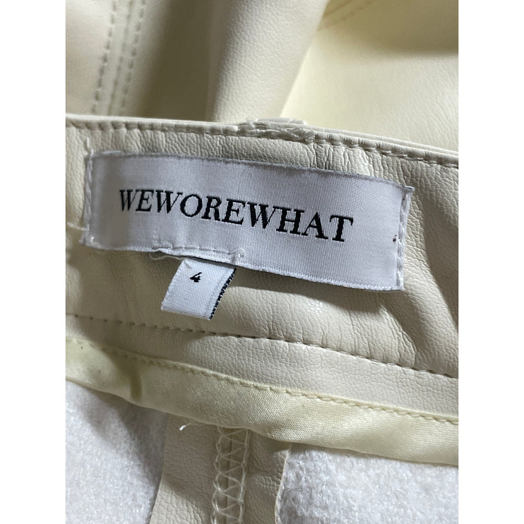WeWoreWhat White Faux Leather Vegan High Waist Slit Front Midi Skirt Size 4