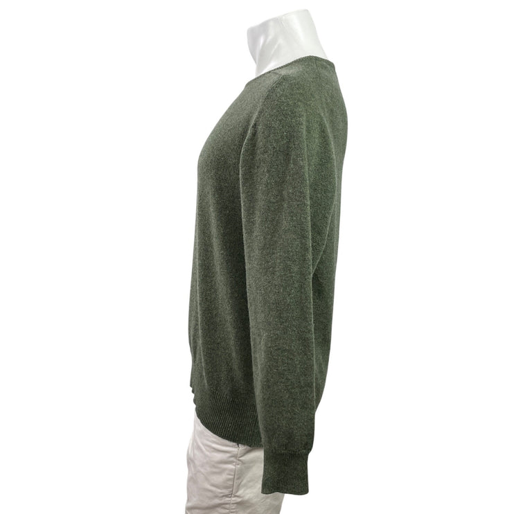 William Lockie 100% Lambs Wool Green Long Sleeve Crew Neck Sweater Top Size L