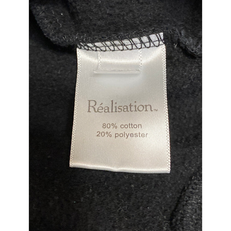 Realisation Women's Black Logo Long Sleeve Fleece Sweater Sweatshirt Top Size S