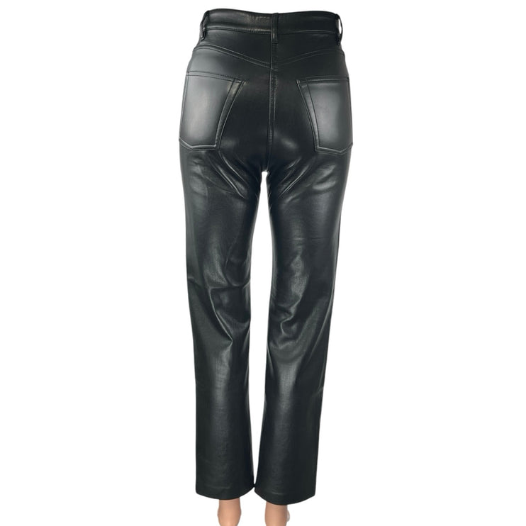 Aritzia Wilfred The Melina Black Faux Leather Vegan Straight Trouser Pants Sz 0