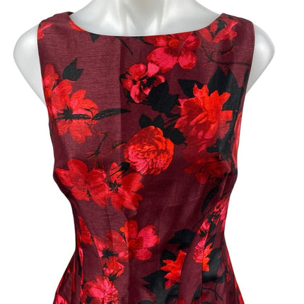 Julian Taylor Red Floral Sleeveless Boat Neck Fit & Flare Mini Dress Size 10