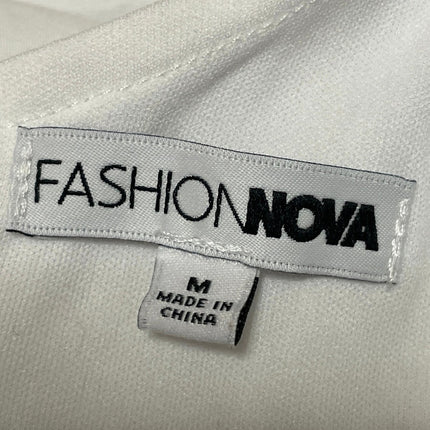 Fashion Nova White Sleeveless Crew Neck Pleated Fit & Flare Maxi Dress Size M