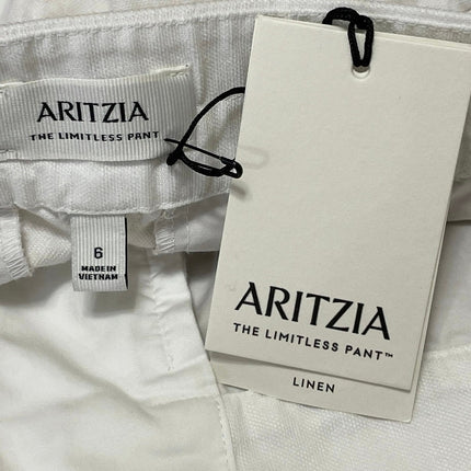 NEW Aritzia The Limitless Women's White High Rise Linen Wide Leg Trouser Pants 6