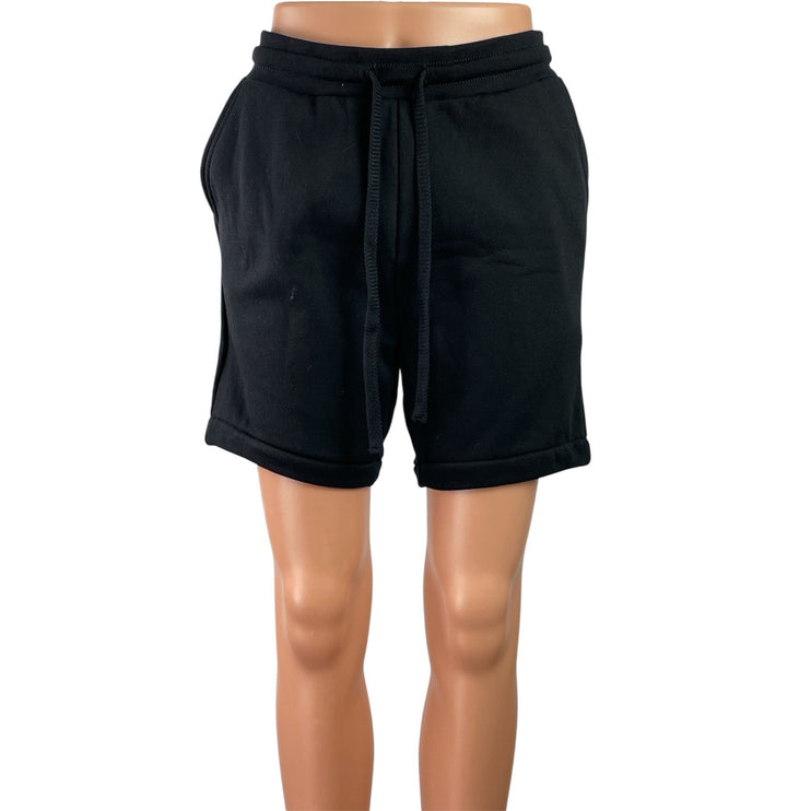 BELLA+CANVAS Women's Black Fleece Graphic Print Drawstring Casual Sweat Shorts S