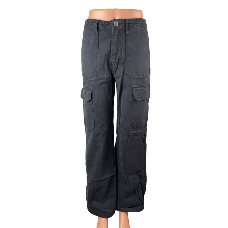 Zara Women's Black High Waisted Wide Leg Utility Cargo Trousers Pants Size 4