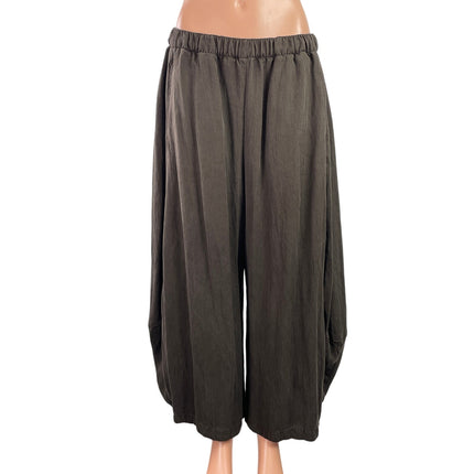 Zara Women's Brown High Rise Pleated Baggy Wide Leg Trousers Pants Size XL