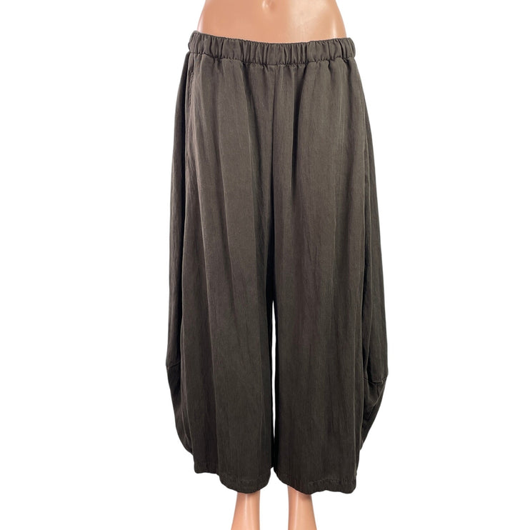 Zara Women's Brown High Rise Pleated Baggy Wide Leg Trousers Pants Size XL