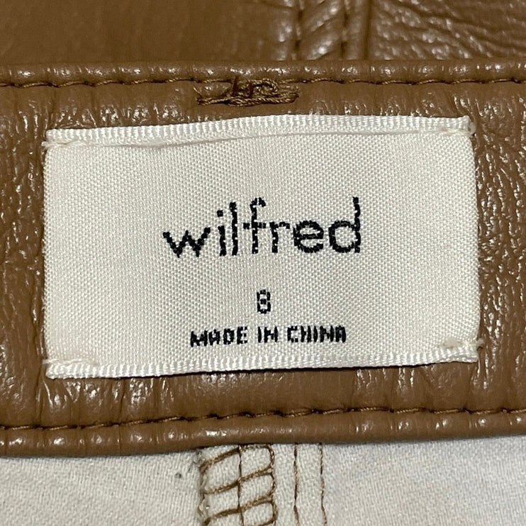 Aritzia Wilfred Womens Brown Faux Vegan Leather High Waisted Mini Shorts Size 8