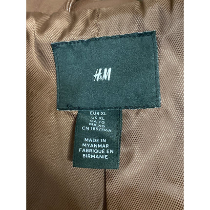 H&M Women's Faux Vegan Leather Collar Long Sleeve Button Down Coat Jacket Top XL