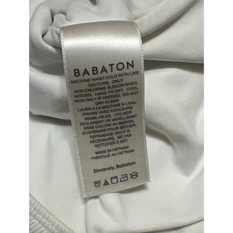 Aritzia Babaton White Sleeveless Ribbed Knit Tank Thong Bodysuit Top Size L