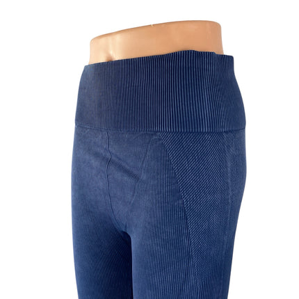 Joy Lab Womens Blue Ribbed Knit High Rise Yoga Running Athletic Leggings Pants L