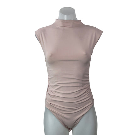 Aritzia Contour Fortify Women's Pink Sleeveless Cap Mock Neck Bodysuit Top S