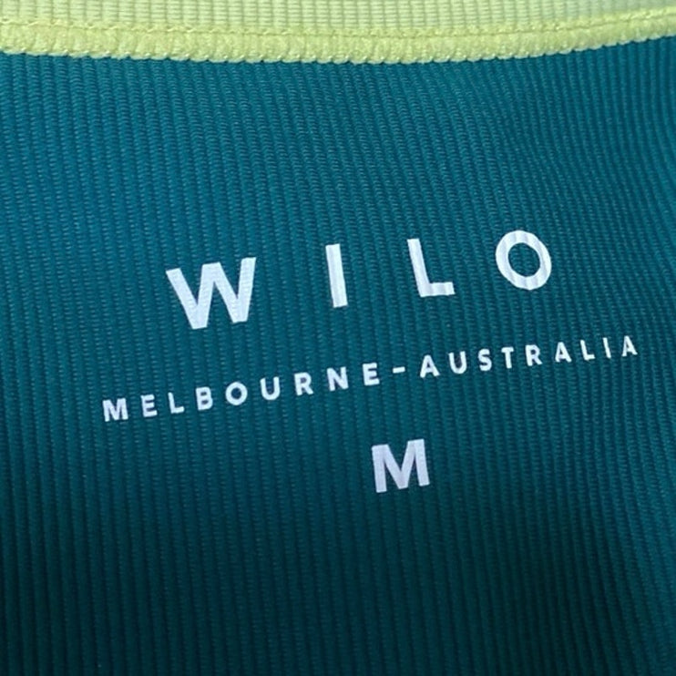 Wilo Women's Green Rib Knit Sleeveless Racerback Sports Bra Crop Tank Top Size M