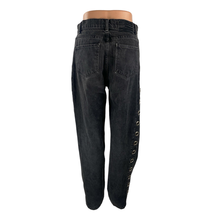 Revice Women's Black Ring High Waisted Wide Leg Baggy Denim Jeans Size 29