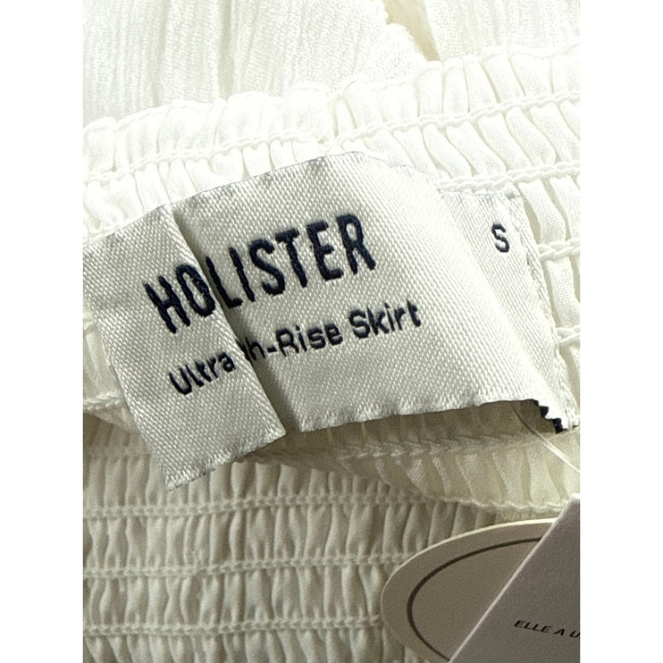 NEW Holister White High Waist Smocked Tiered Ruffle A Line Mini Skirt Size S