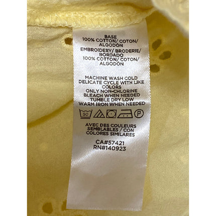 Ann Taylor LOFT Yellow Ruffle Sleeve Embroidered Floral Tie Blouse Top Size S