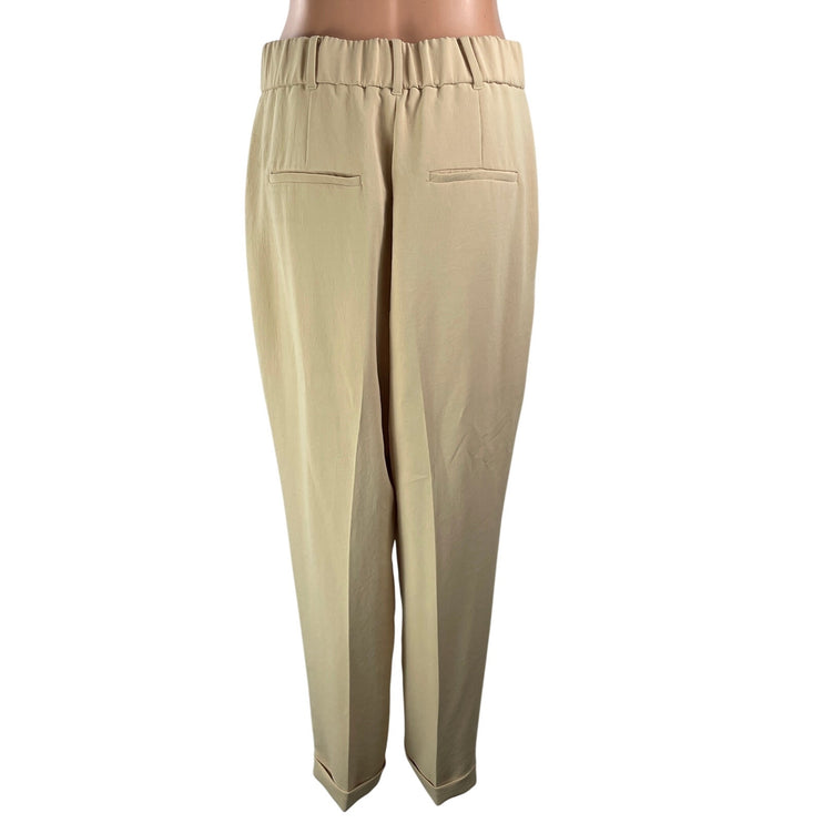Aritzia Wilfred Womens Beige High Rise Pleated Tapered Trouser Dress Pants Sz 10