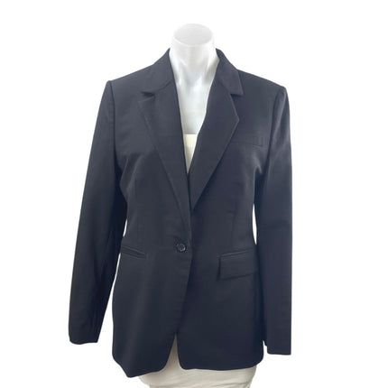 Banana Republic Women's Black Wool Long Sleeve Notch Lapel Blazer Coat Jacket 6