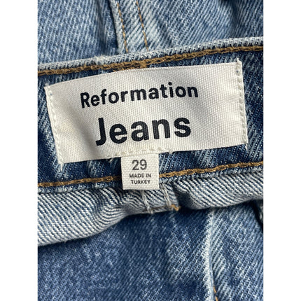Reformation Nila Blue Front Slit High Waisted Midi Pencil Denim Jeans Skirt 29