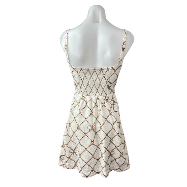 Hill House Home The Margot White Knot Linen Sleeveless Fit & Flare Mini Dress XL