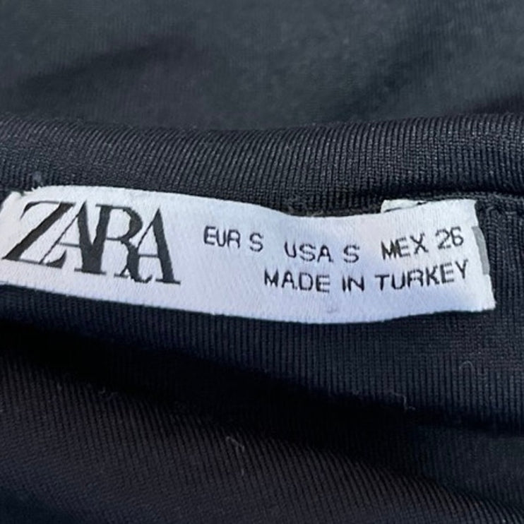 Zara Women's Black Square Neck Stretch Sleeveless Tank Bodysuit Top Size S