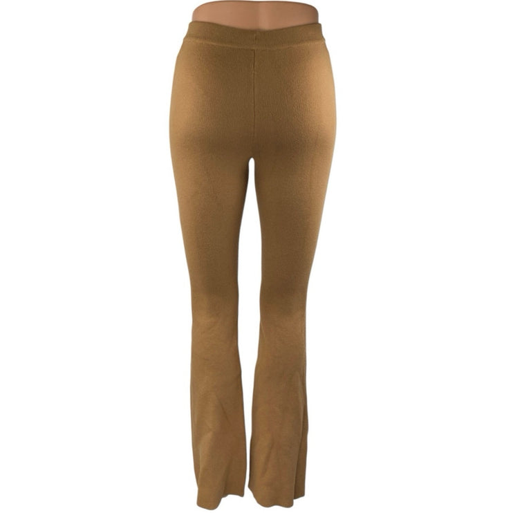 Princess Polly Tan High Waisted Knit Pull On Flared Bootcut Leggings Pants XS/S