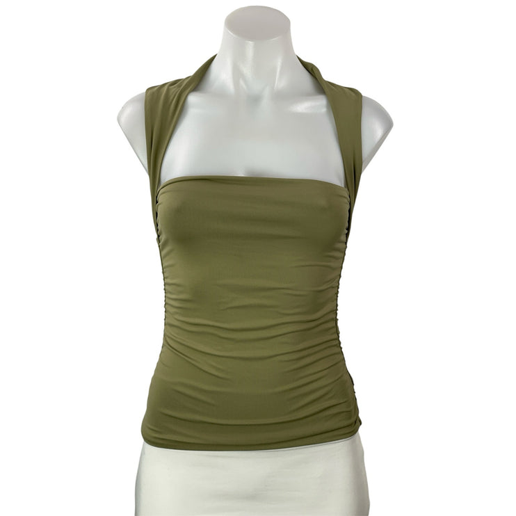 Aritzia Contour Women's Green Sleeveless Square Neck Sculpt Knit Tank Top Size S
