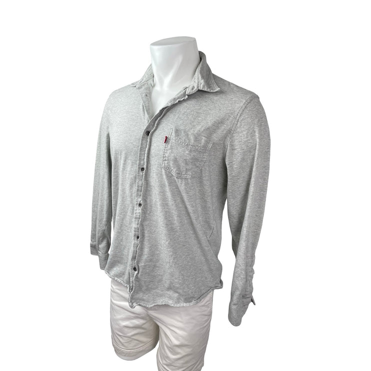 Levi's Men's Gray Heather Long Sleeve Button Down Chest Pocket Shirt Top Size L
