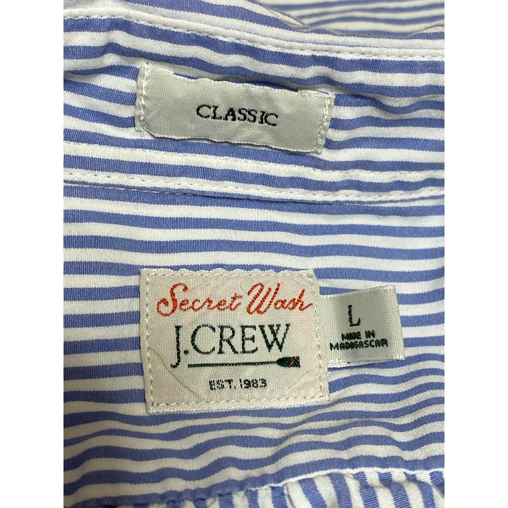 J.Crew Secret Wash Men's Blue Striped Classic Long Sleeve Button Down Shirt L